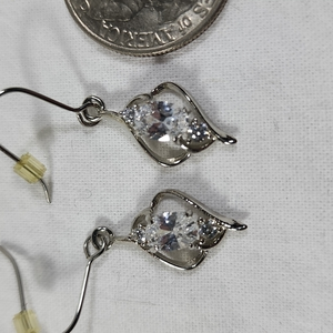 Silvertone and Crystal Earrings‎